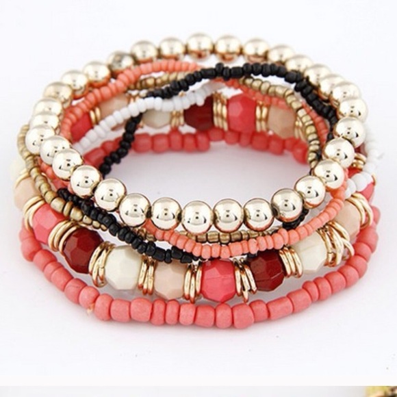 Coral Layered Bracelet - Picture 2 of 3